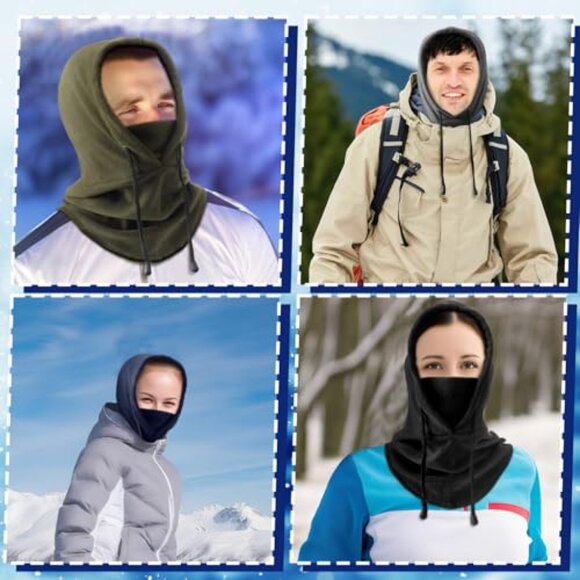 Fleece Balaclava Ski Mask Set Thermal Insulation Adjustable Winter Face Cover